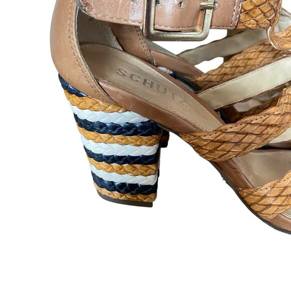 Schutz Alycia Leather Block Heel Brown Tan Sandals Heels size 8.5 - Picture 2 of 10